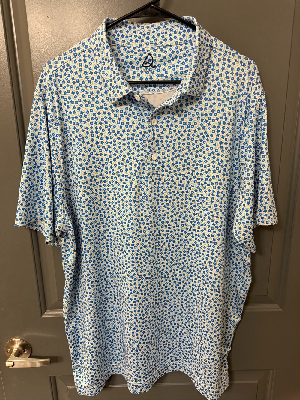 DEOLAX Men’s Blue Floral Performance Golf Polo Shirt XL